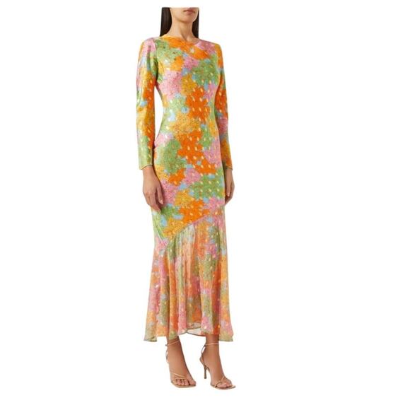 Never Fully Dressed Dresses & Skirts - Never Full Dress Multicolor Floral Alaia Midi Long Sleeve Boho Dress 10/12